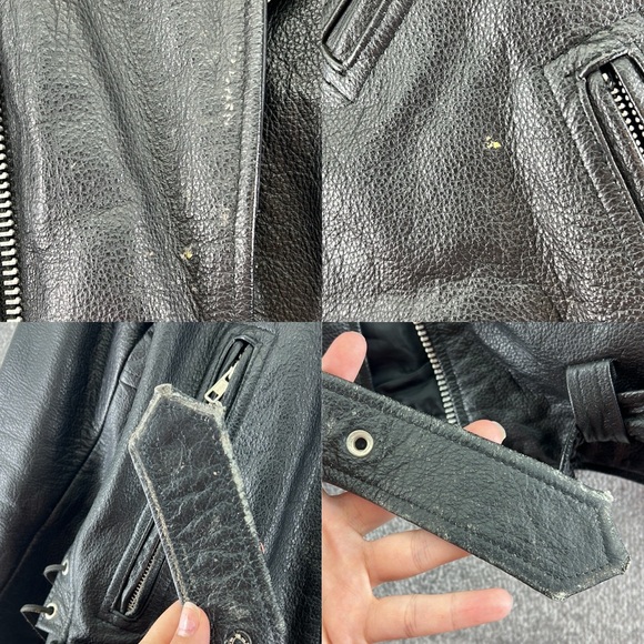 Milwaukee Long Sleeve Zip Motorcycle Jacket Black Leather Men XL Zip Out Liner - Picture 11 of 15